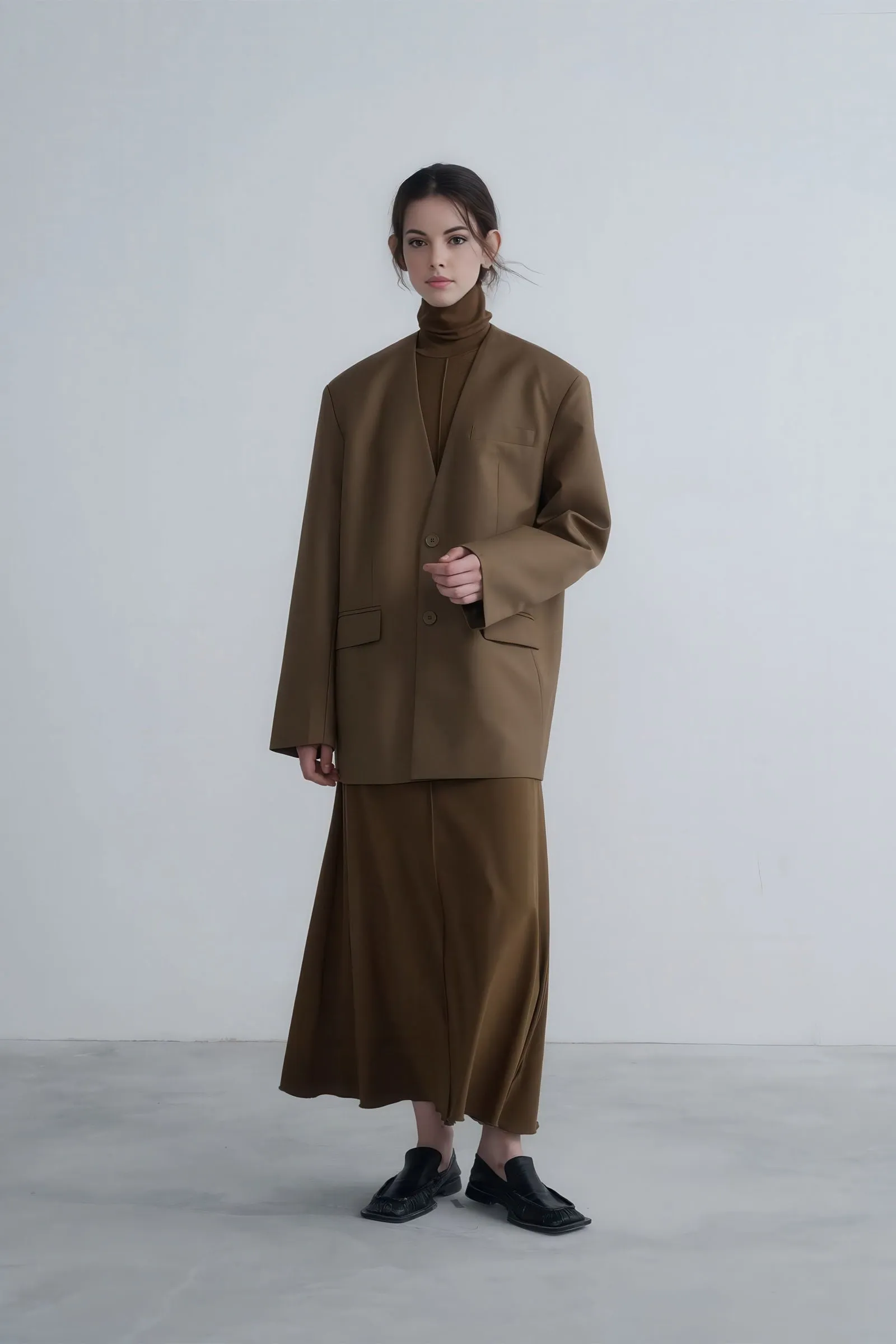 Refined Autumn Knit Turtleneck Maxi Dress