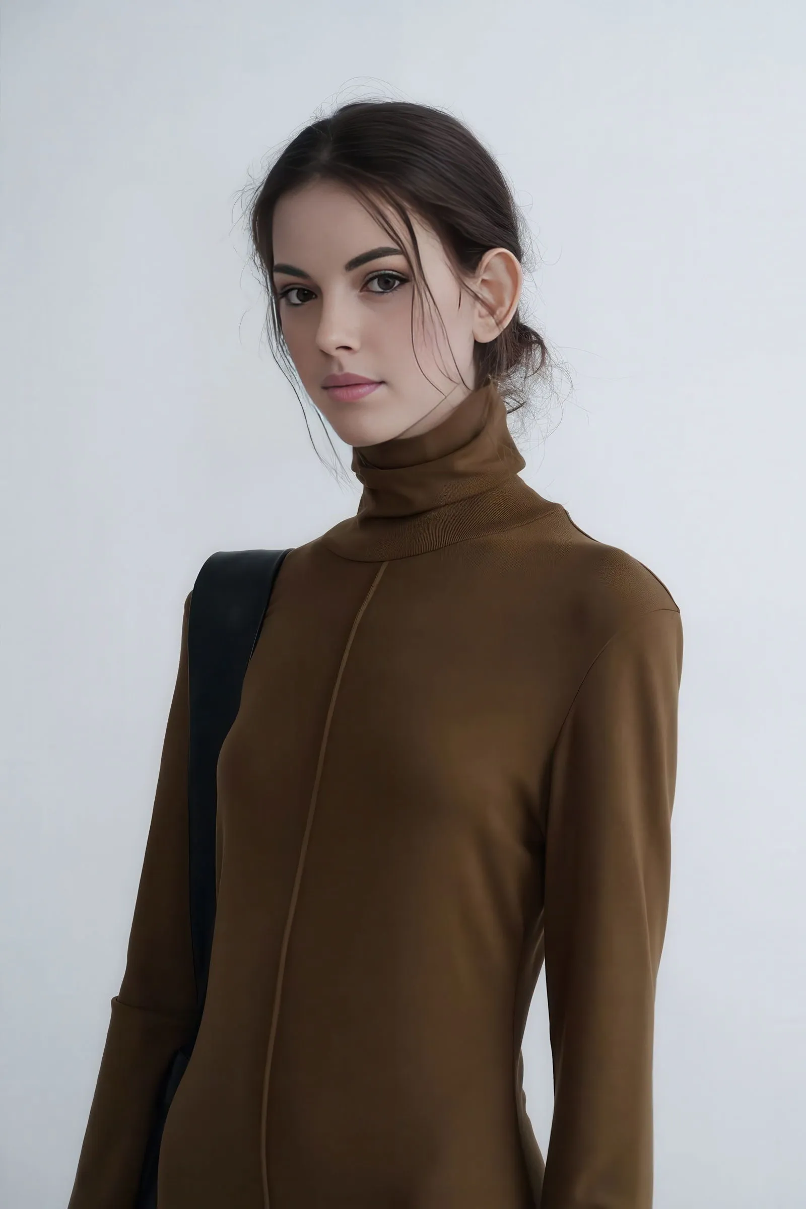 Refined Autumn Knit Turtleneck Maxi Dress