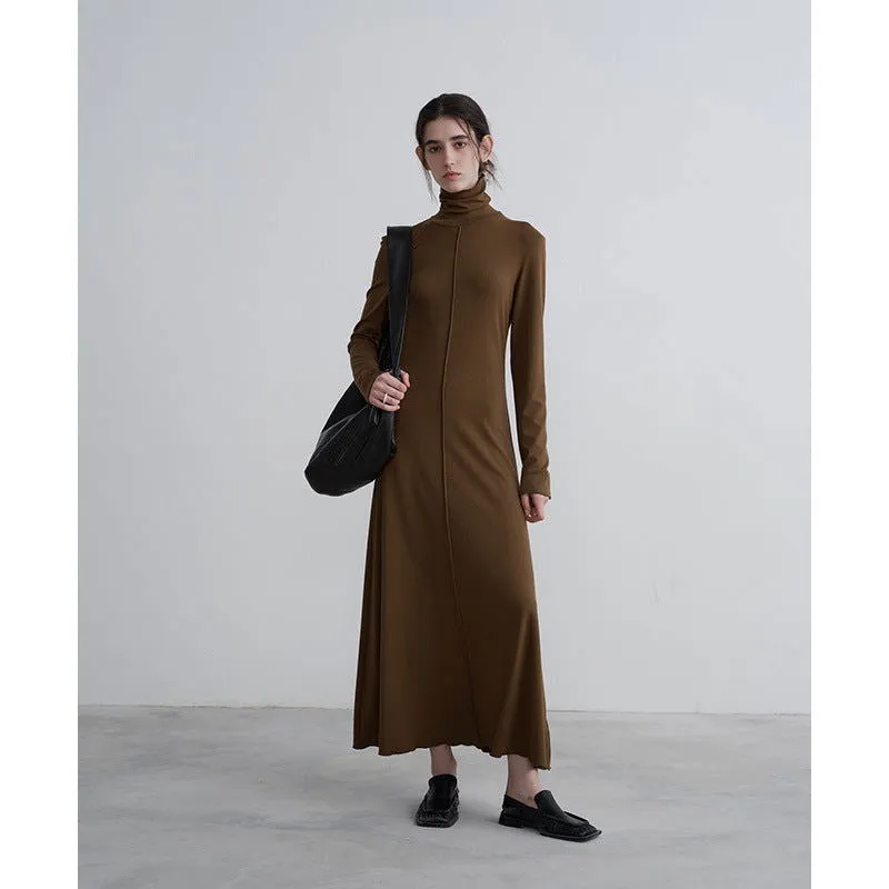 Refined Autumn Knit Turtleneck Maxi Dress