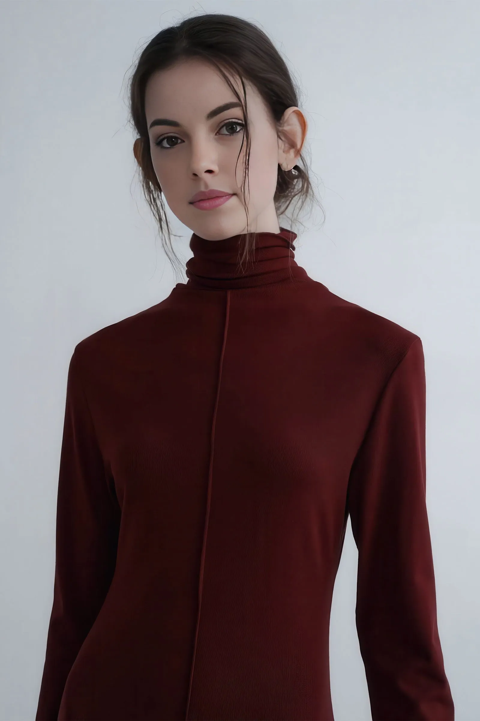 Refined Autumn Knit Turtleneck Maxi Dress