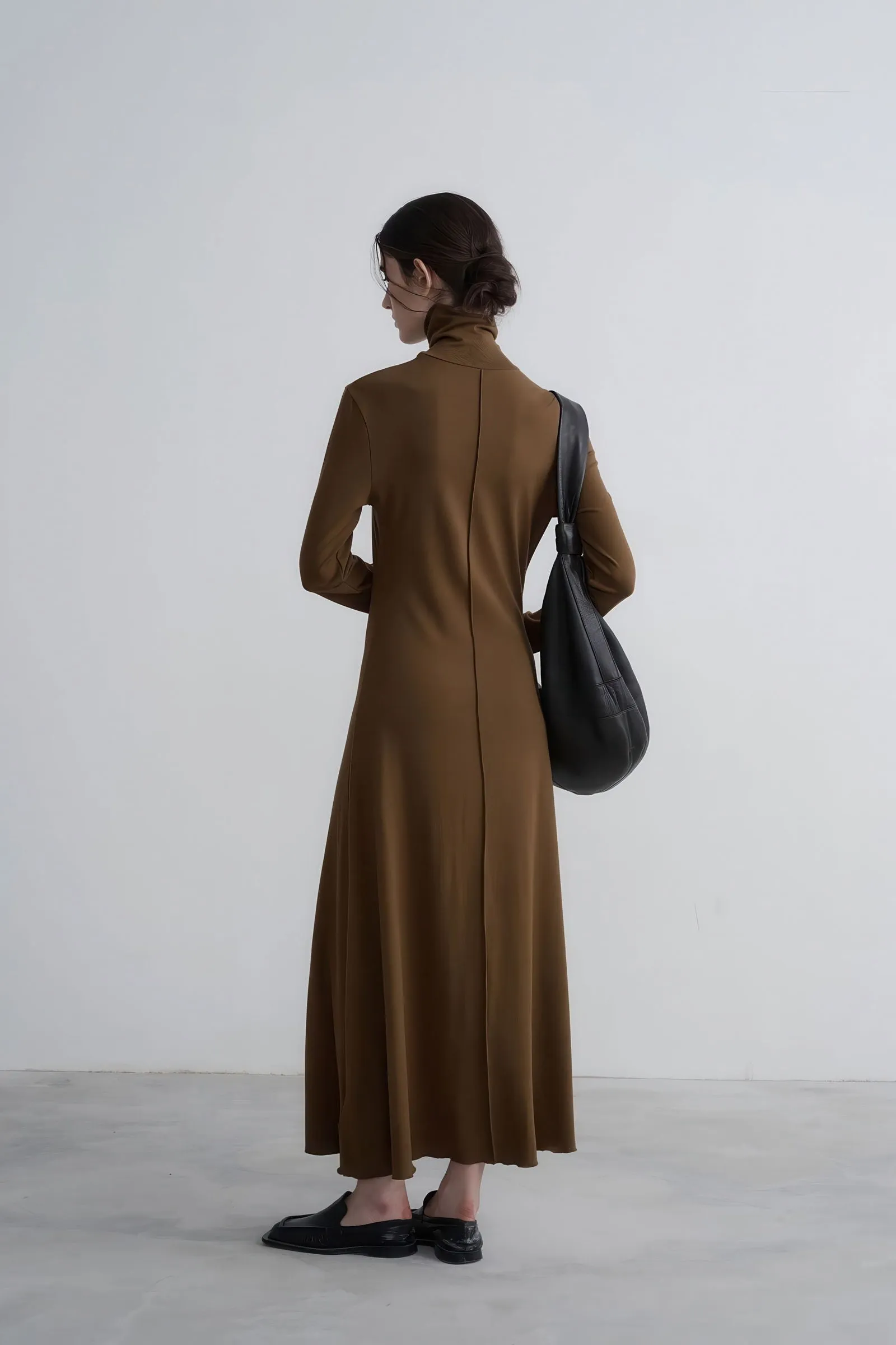 Refined Autumn Knit Turtleneck Maxi Dress