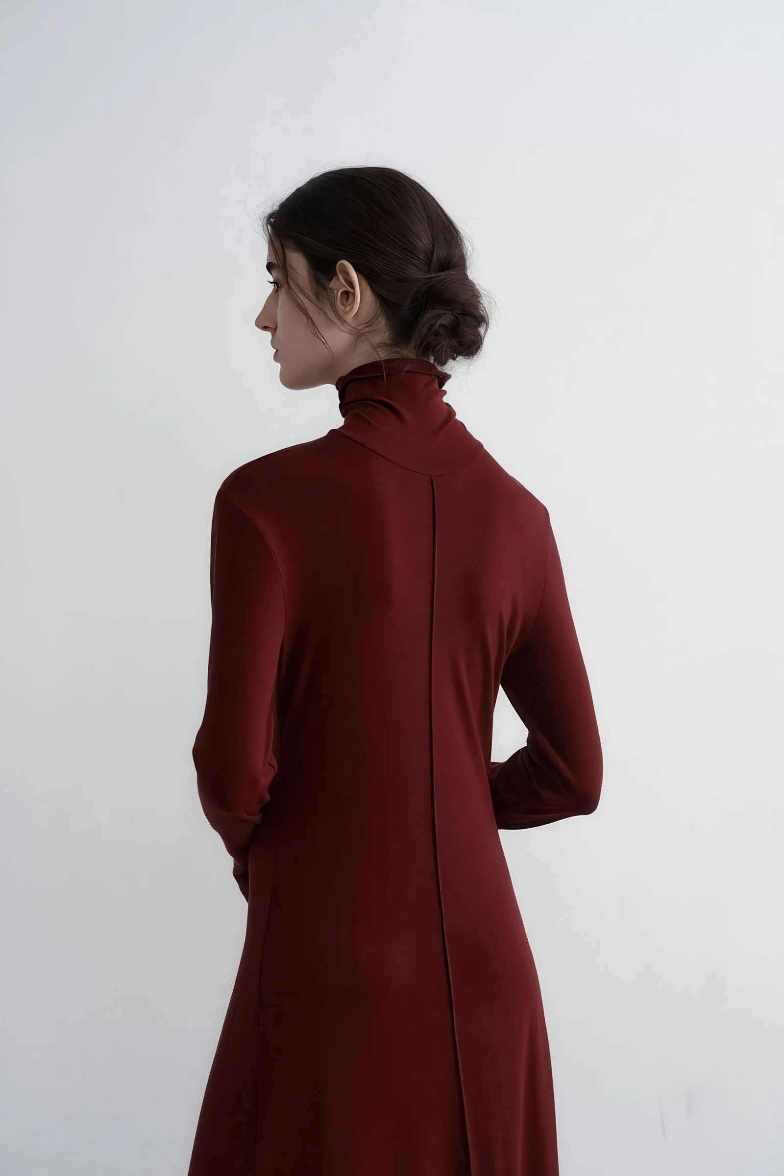 Refined Autumn Knit Turtleneck Maxi Dress