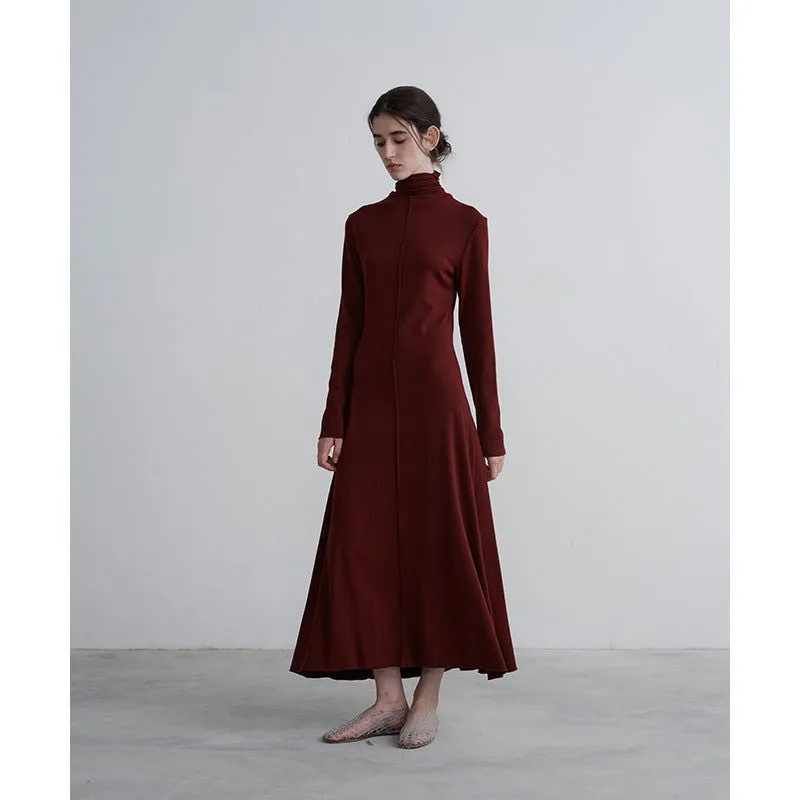 Refined Autumn Knit Turtleneck Maxi Dress