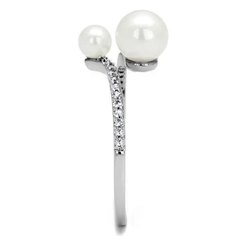Ring Synthetic White 3W1236 for Women Style Rhodium