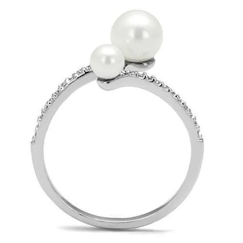 Ring Synthetic White 3W1236 for Women Style Rhodium