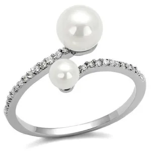 Ring Synthetic White 3W1236 for Women Style Rhodium
