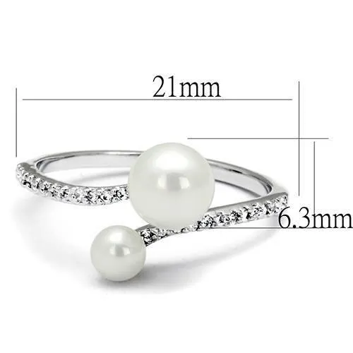 Ring Synthetic White 3W1236 for Women Style Rhodium