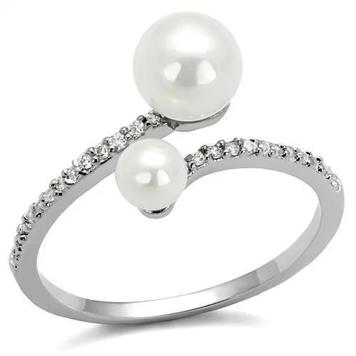 Ring Synthetic White 3W1236 for Women Style Rhodium