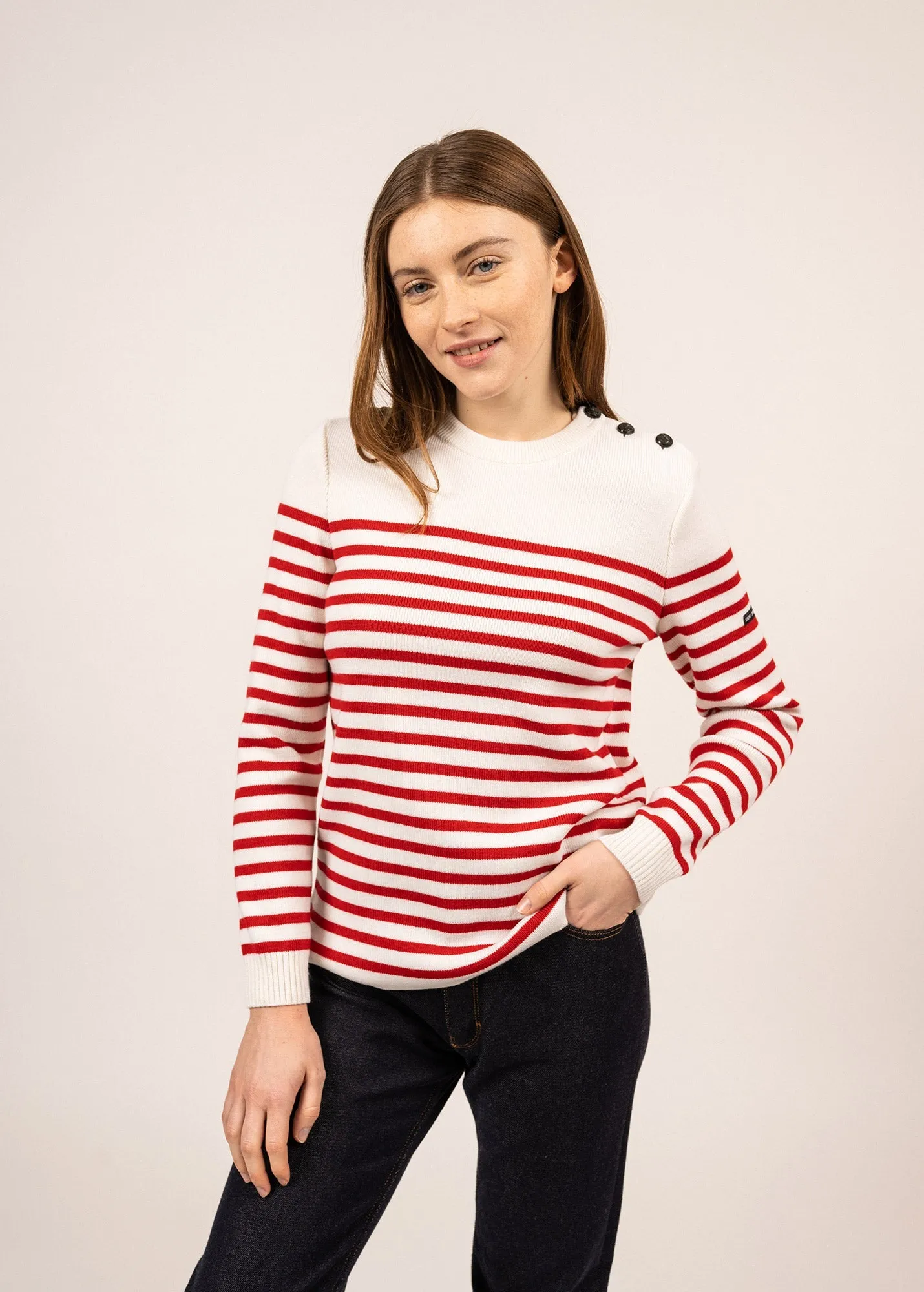 Rochefort women striped sailor jumper - in wool (ECUME/ROUGE)