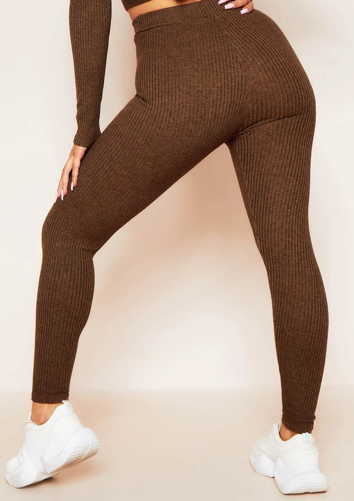 Sarah Chocolate Brushed Ribbed Legging
