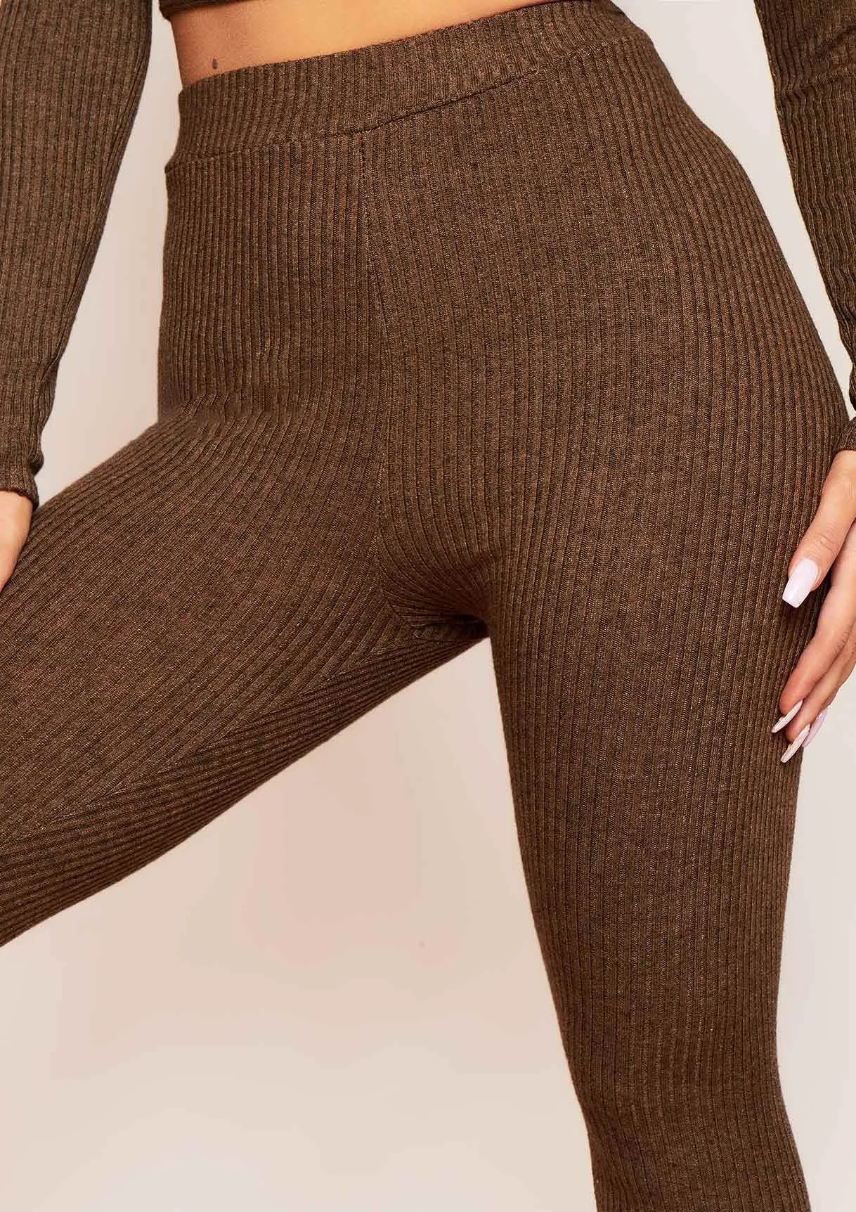 Sarah Chocolate Brushed Ribbed Legging