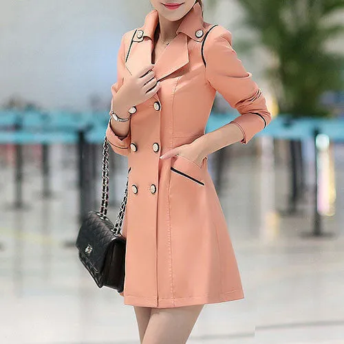 Spring / Autumn Women's Double-Breasted Slim Medium Long Coat