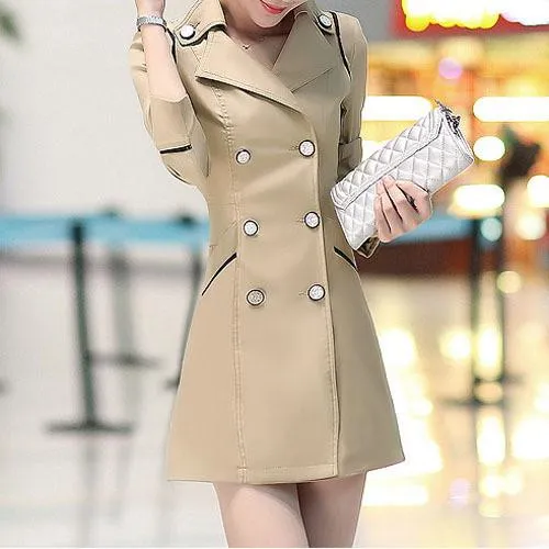 Spring / Autumn Women's Double-Breasted Slim Medium Long Coat