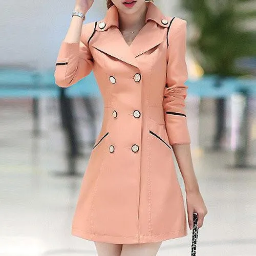 Spring / Autumn Women's Double-Breasted Slim Medium Long Coat
