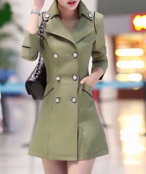 Spring / Autumn Women's Double-Breasted Slim Medium Long Coat