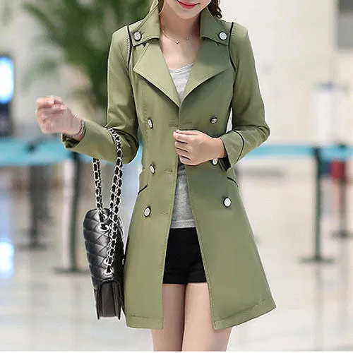 Spring / Autumn Women's Double-Breasted Slim Medium Long Coat