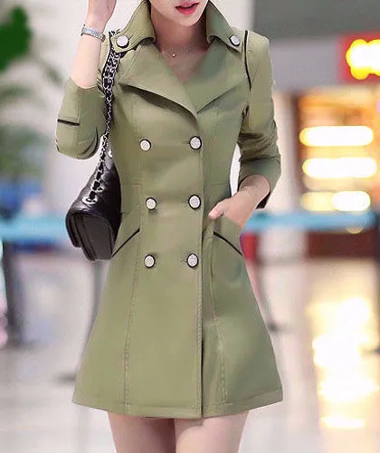 Spring / Autumn Women's Double-Breasted Slim Medium Long Coat