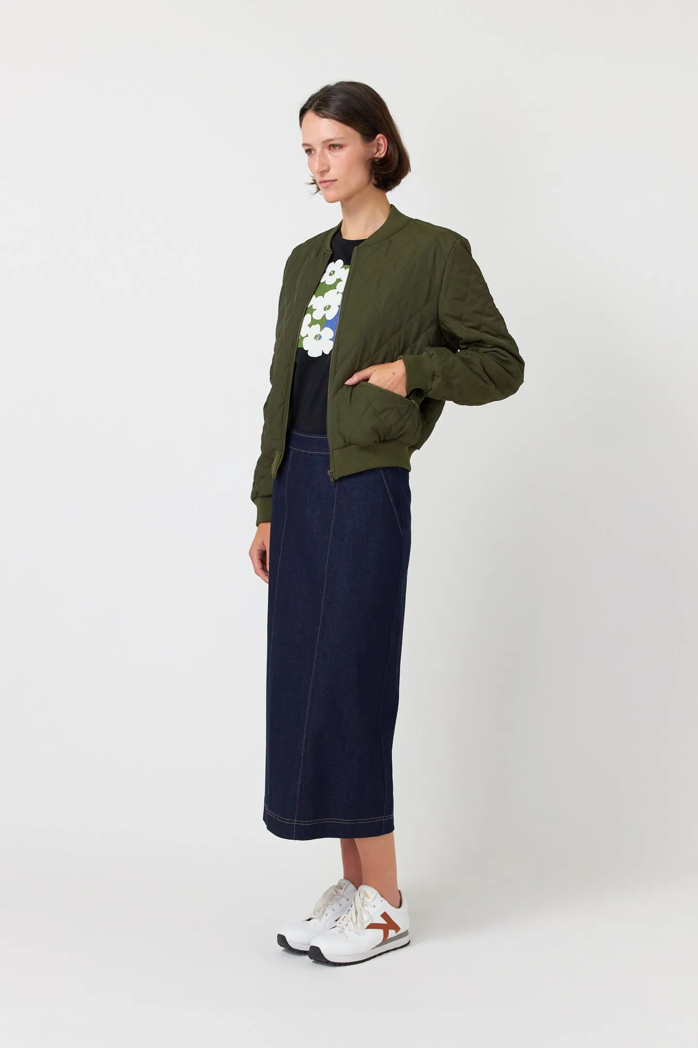 Sylvester Quilted Bomber- Olive