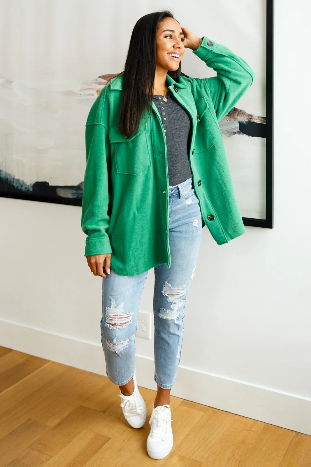 The Shamrock Green Fleece Shacket