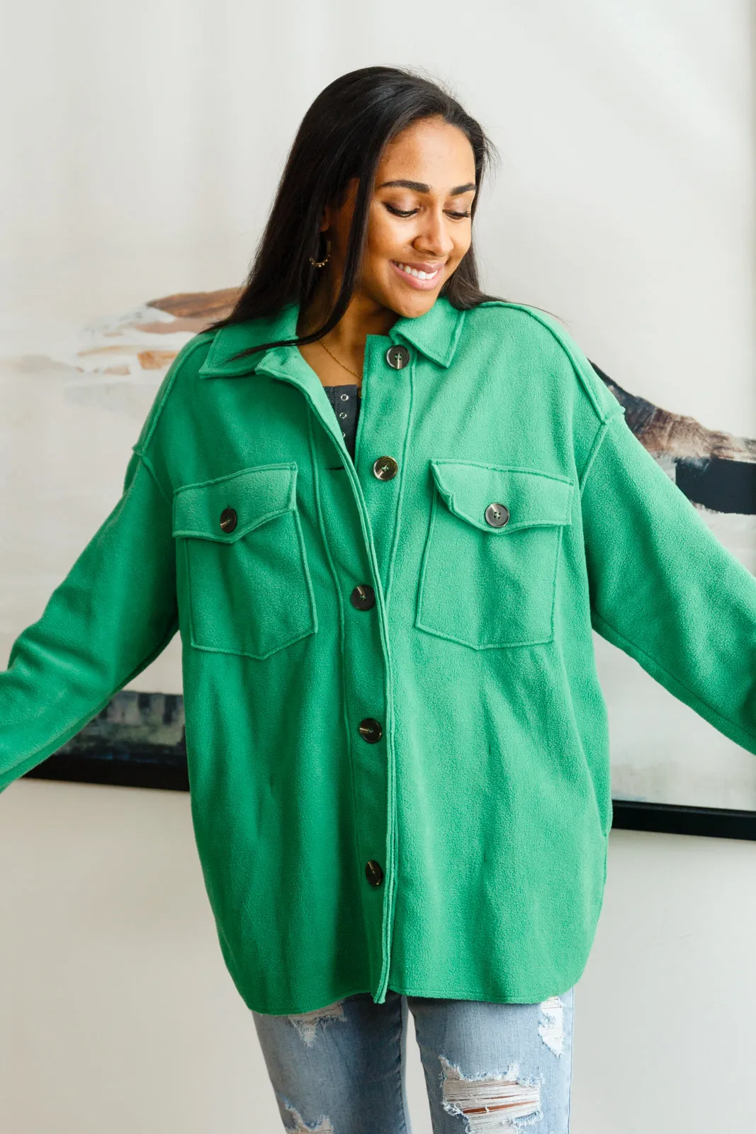 The Shamrock Green Fleece Shacket