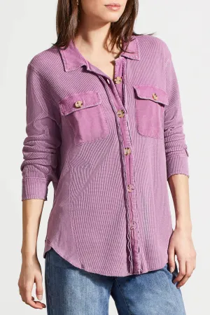 Tribal Loose Shacket w/ Combo Wash Effect 7687O-4690-0327 Grape - 1 ONLY SIZE MEDIUM - 20% OFF
