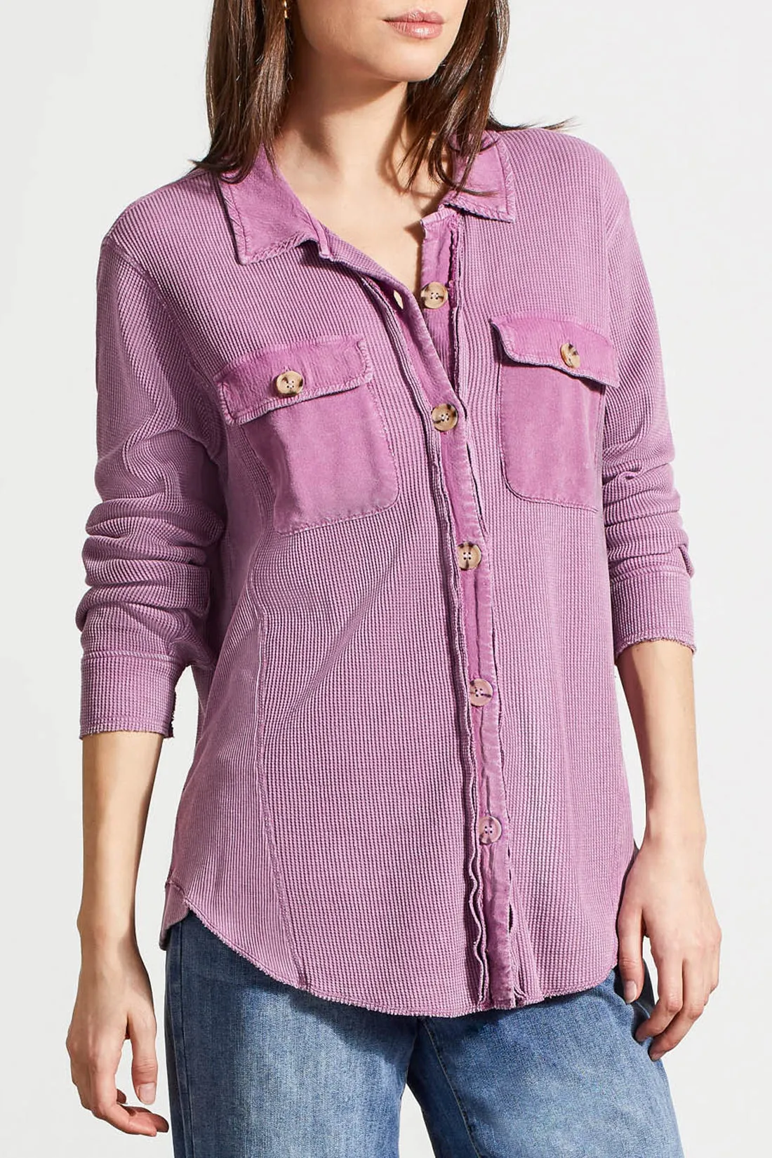 Tribal Loose Shacket w/ Combo Wash Effect 7687O-4690-0327 Grape - 1 ONLY SIZE MEDIUM - 20% OFF