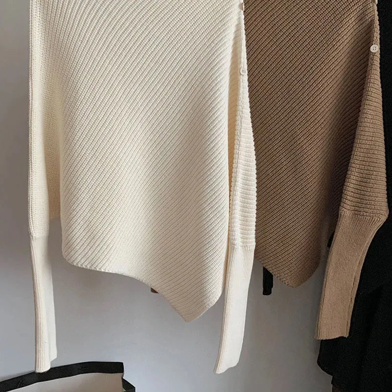 Turtleneck Long Sleeve Irregular Pullover