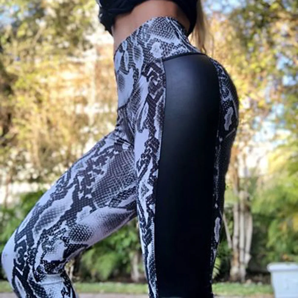 Women's Casual PU Leather Polyester Leggings