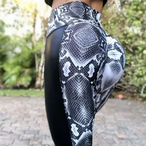 Women's Casual PU Leather Polyester Leggings