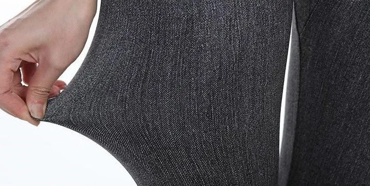 Women's Spring/Autumn High Waist Leggings With Denim Imitation Pattern