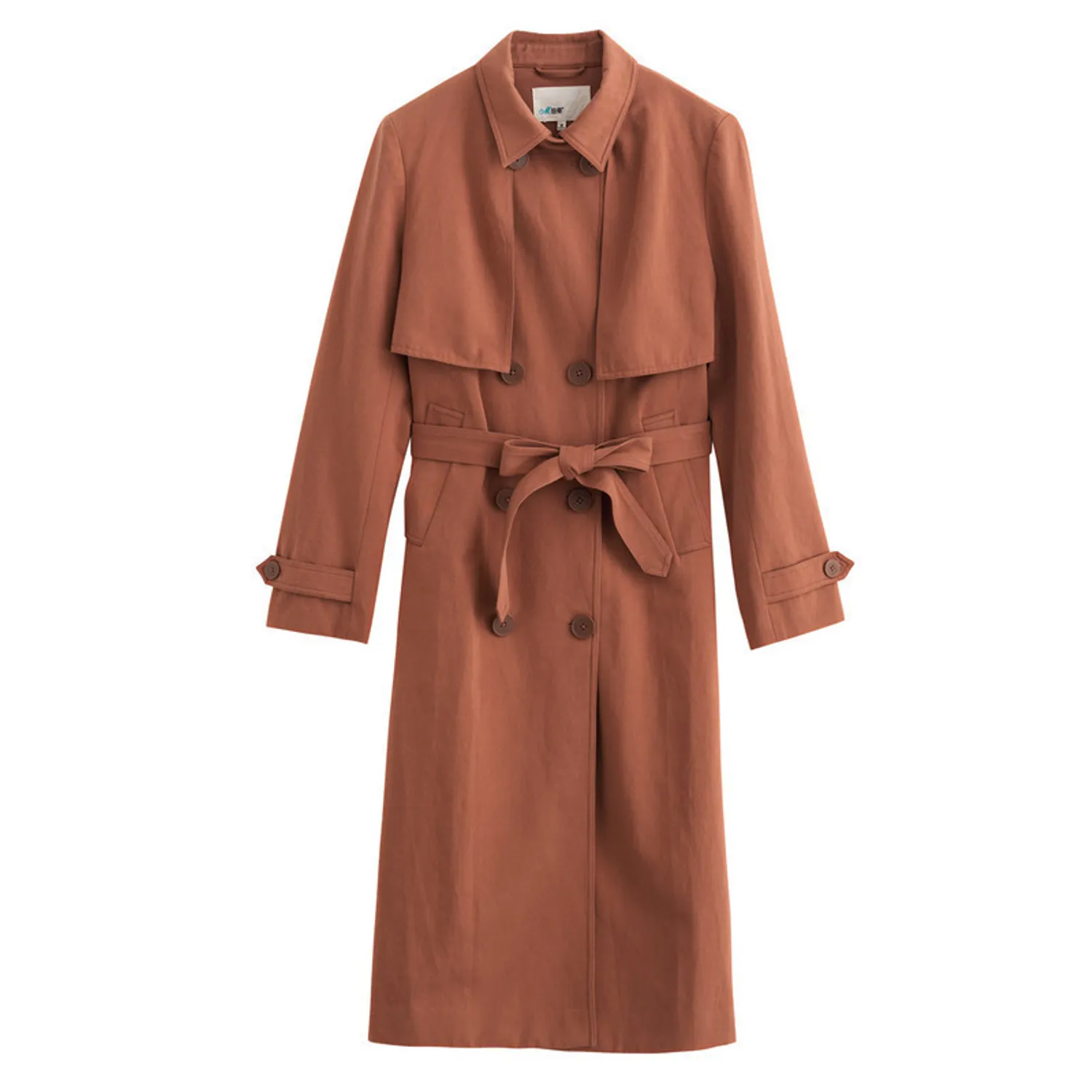 Women's Spring/Autumn Turn Down Collar Long Coat With Belt