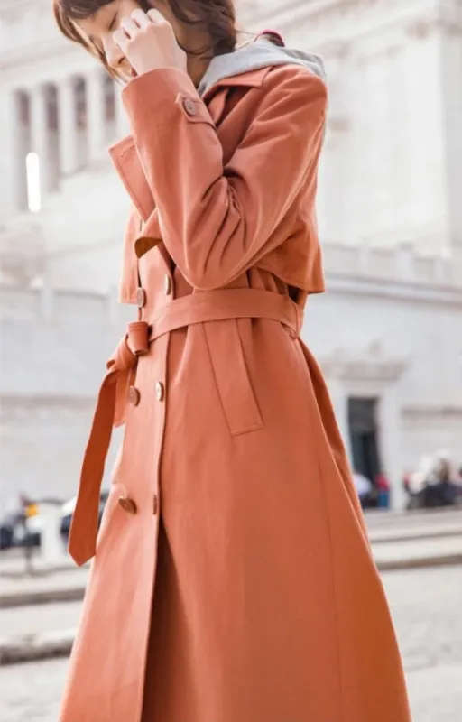 Women's Spring/Autumn Turn Down Collar Long Coat With Belt