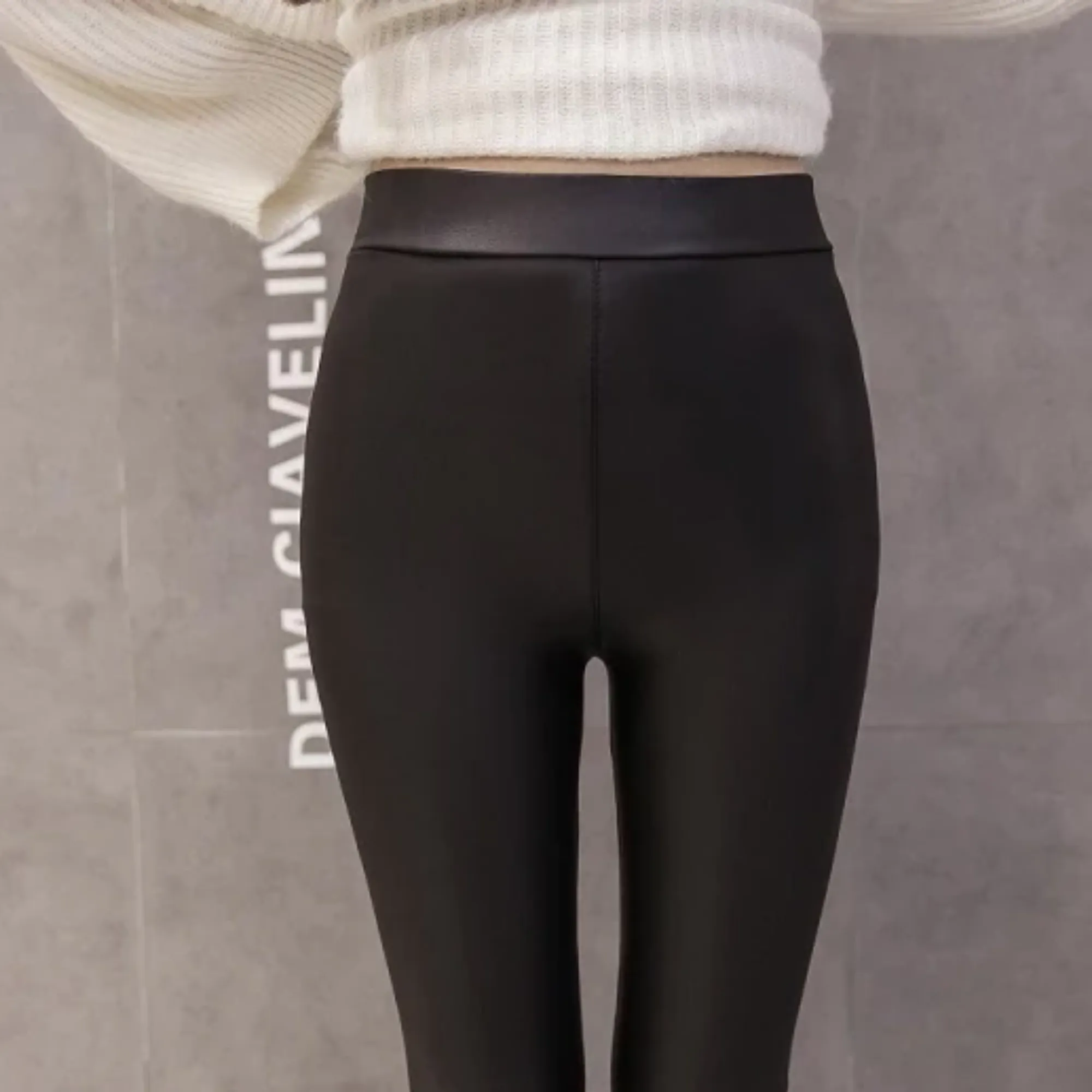 Women's Winter High-Waist Faux Leather Push-Up Leggings
